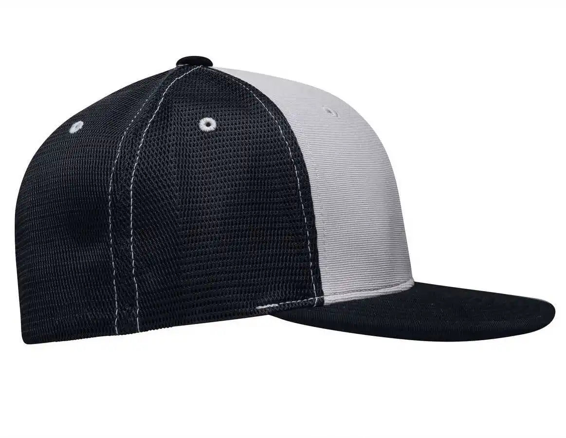 Pacific Headwear Es341 Premium M2 Performance Trucker Flexfit Cap - Silver Navy
