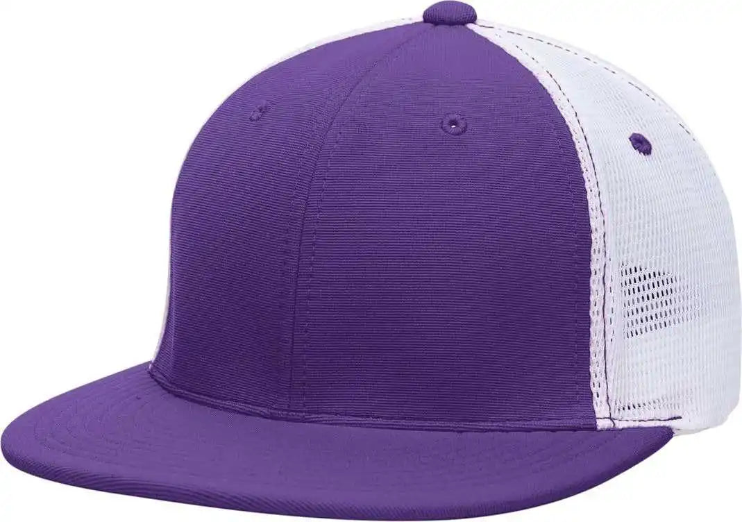 Pacific Headwear Es341 Premium M2 Performance Trucker Flexfit Cap - Purple White - 6 3/8’’ - 7/8’’