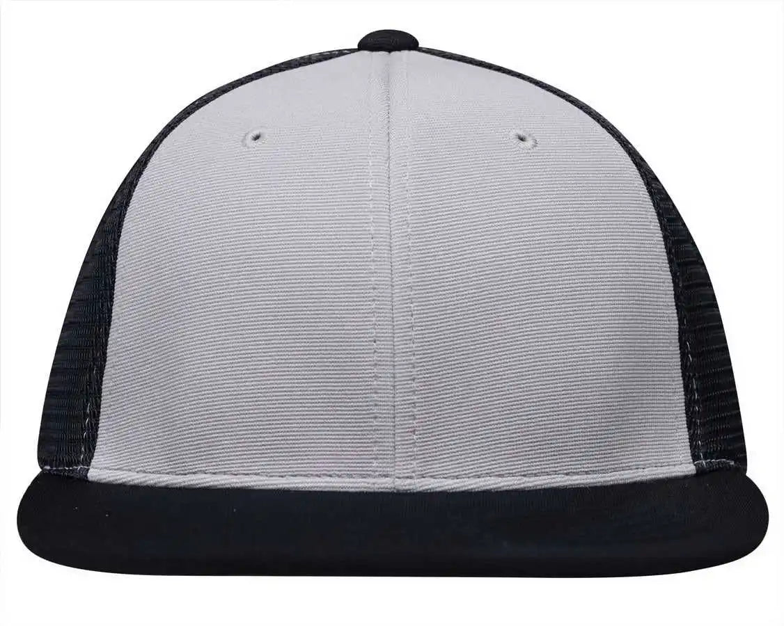 Pacific Headwear Es341 Premium M2 Performance Trucker Flexfit Cap - Silver Navy