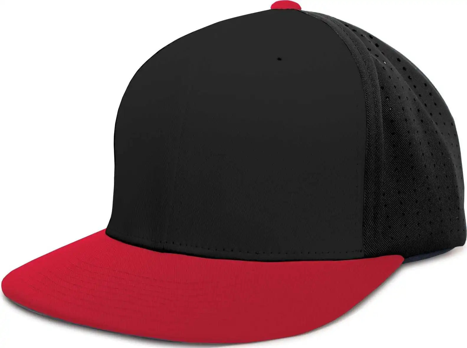 Pacific Headwear Es474 Perforated F3 Performance Flexfit Cap - Black Red - 6 3/8’’ - 7/8’’