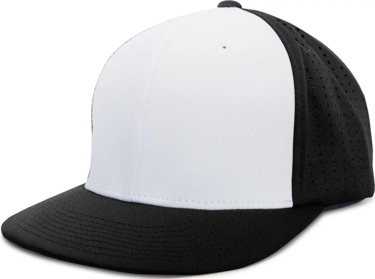 Pacific Headwear Es474 Perforated F3 Performance Flexfit Cap - White Black - 6 3/8’’ - 7/8’’