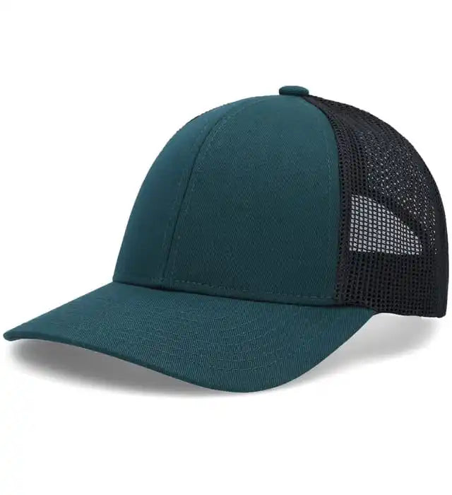 Pacific Headwear P114 Low-pro Trucker Cap - Dark Teal Lt Charcoal - 7’’ - 7 7/8’’