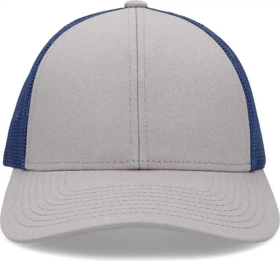 Pacific Headwear P114 Low-pro Trucker Cap - Heather Grey Royal - 7’’ - 7 7/8’’