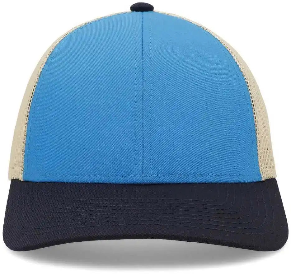 Pacific Headwear P114 Low-pro Trucker Cap - Panther Teal Beige Navy - 7’’ - 7 7/8’’
