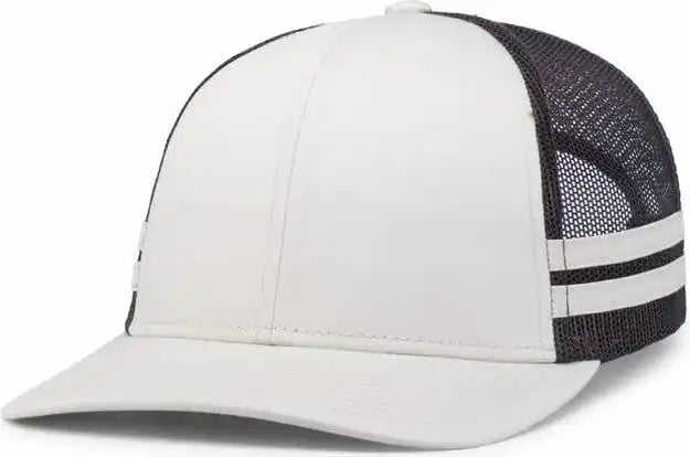 Pacific Headwear P115 Low-profile Stripe Trucker Cap - Birch Light Charcoal - 7’’ - 7 7/8’’