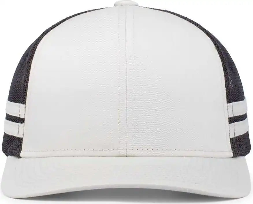 Pacific Headwear P115 Low-profile Stripe Trucker Cap - Birch Light Charcoal - 7’’ - 7 7/8’’