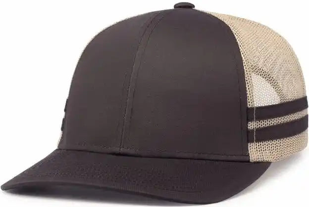 Pacific Headwear P115 Low-profile Stripe Trucker Cap - Brown Khaki - 7’’ - 7 7/8’’