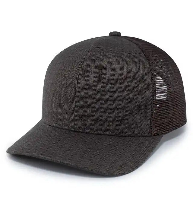 Pacific Headwear P124 Herringbone Trucker Cap - Espresso - Coffee / 7’’ - 7 7/8’’