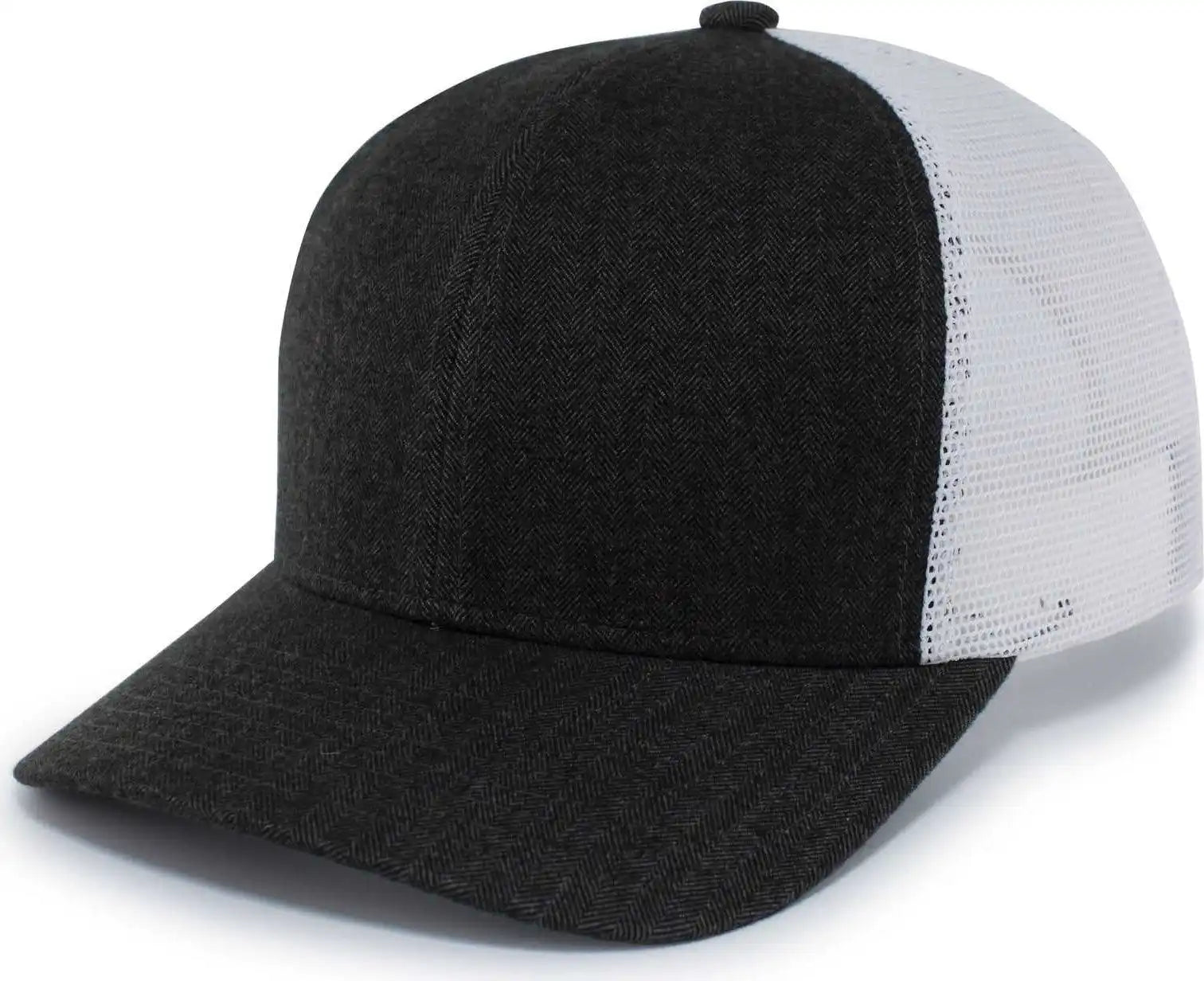 Pacific Headwear P124 Herringbone Trucker Cap - Light Charcoal White - 7’’ - 7 7/8’’