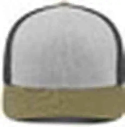 Pacific Headwear P151 Trucker Pacflex Snapback Cap - Heather Grey Lt Charcoal Moss Green - Gray Dark / 7’’ 7 7/8’’