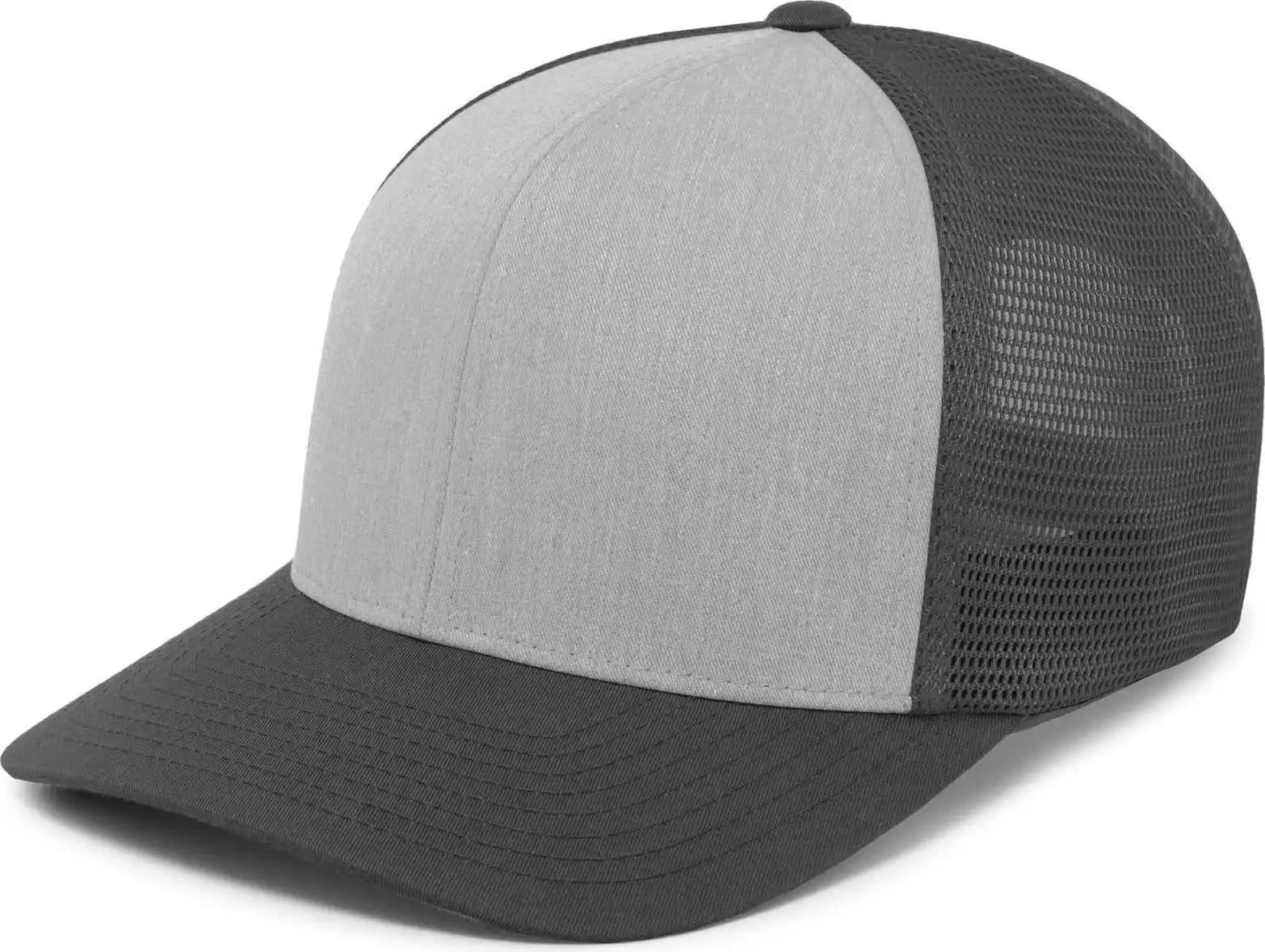 Pacific Headwear P151 Trucker Pacflex Snapback Cap - Heather Grey Lt Charcoal - Gray / 7’’ 7 7/8’’