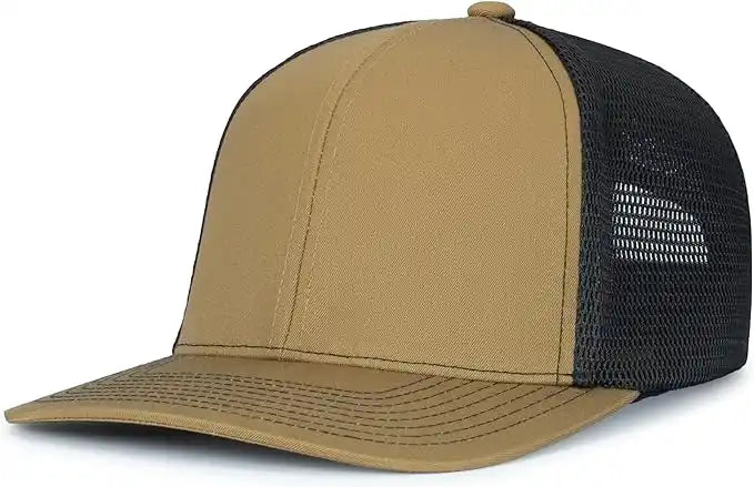 Pacific Headwear P151s Contrast Stitch Trucker Pacflex Snapback Cap - Buck Lt Charcoal - 7’’ - 7 7/8’’