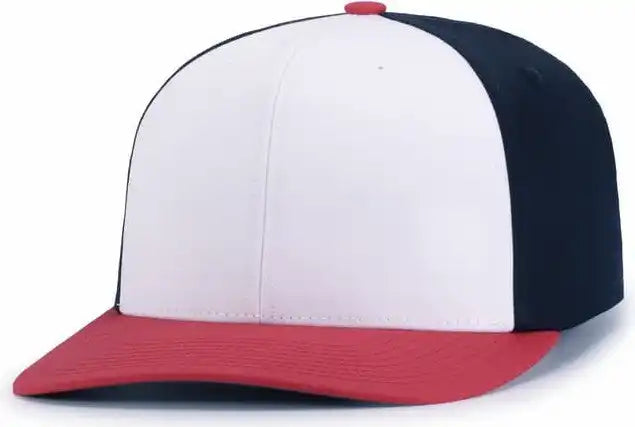 Pacific Headwear P322 Poly/cotton Snapback Cap - White Navy Red - 6 1/2’’ - 7’’