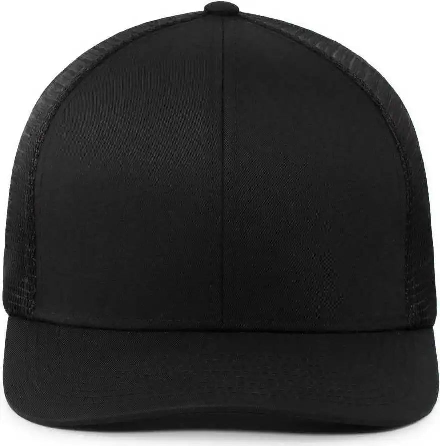 Pacific Headwear P401 Fusion Trucker Cap - Black - 6 1/2’’ 7’’