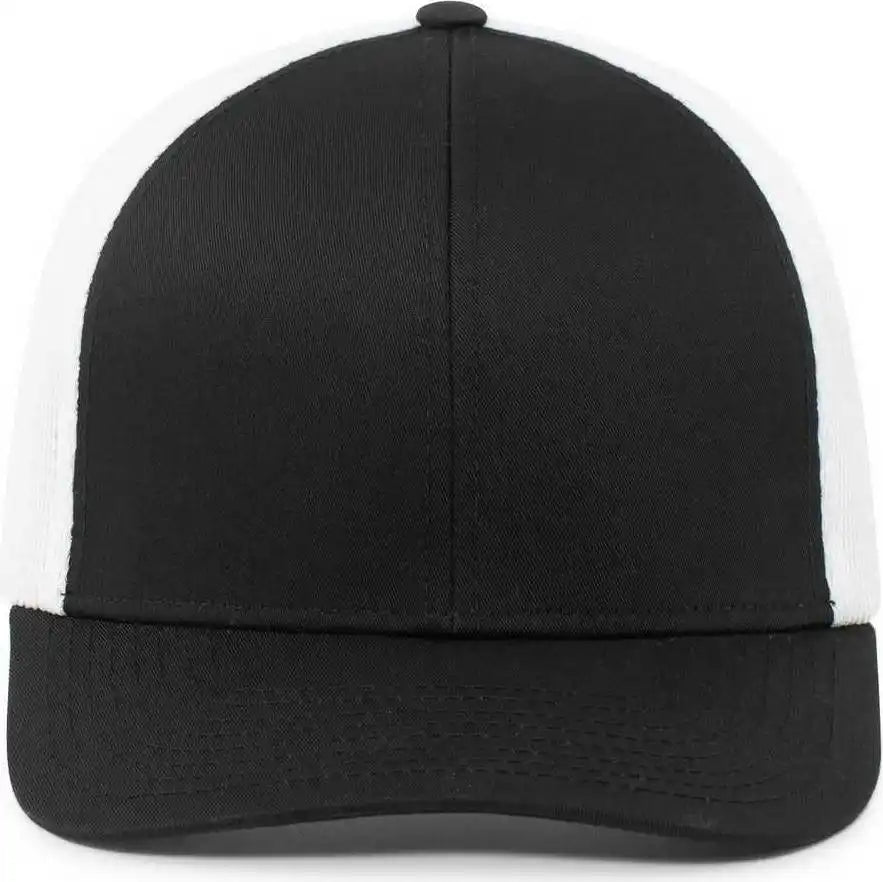 Pacific Headwear P401 Fusion Trucker Cap - Black White - 6 1/2’’ 7’’
