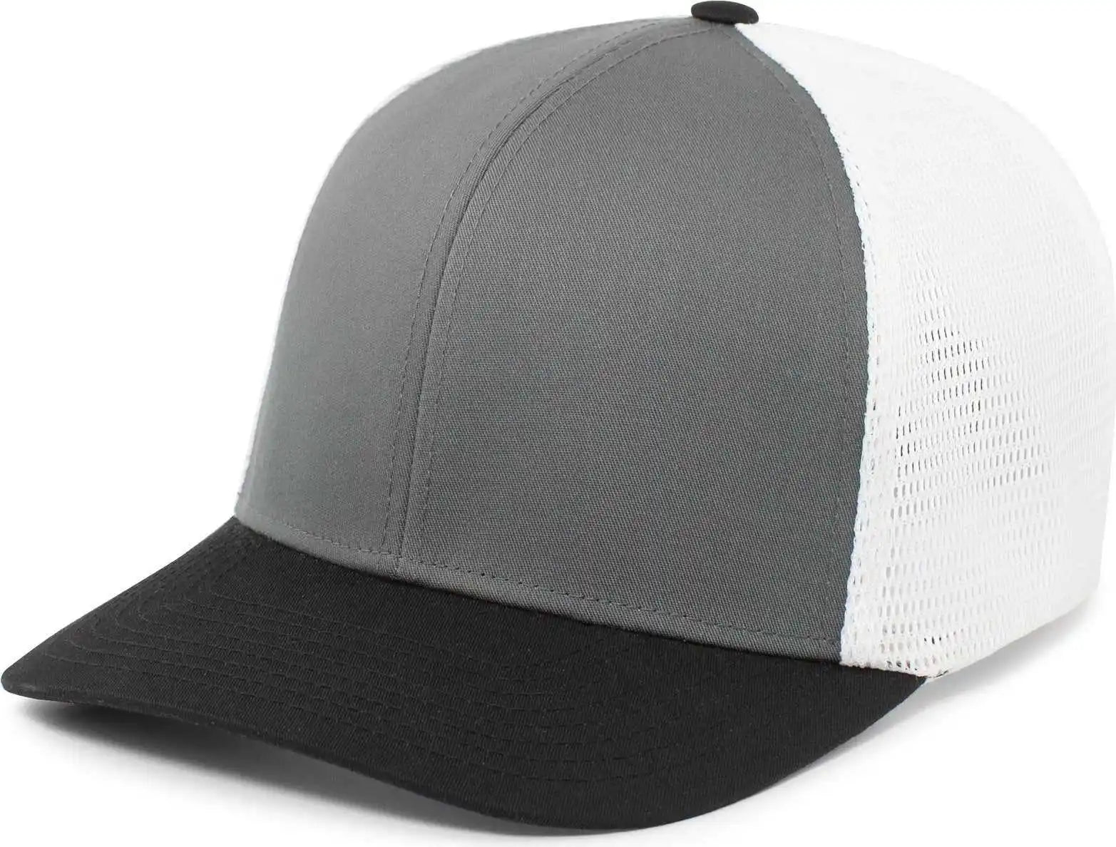 Pacific Headwear P401 Fusion Trucker Cap - Graphite White Black - Dark Gray White / 6 1/2’’ 7’’
