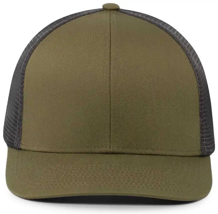 Pacific Headwear P401 Fusion Trucker Cap - Moss Green Lt Charcoal - Olive Dark Gray / 6 1/2’’ 7’’