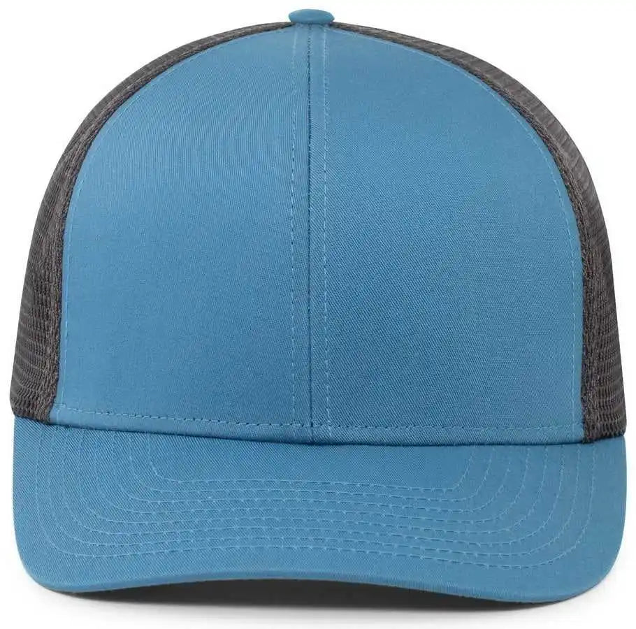 Pacific Headwear P401 Fusion Trucker Cap - Ocean Blue Lt Charcoal - Gray / 6 1/2’’ 7’’