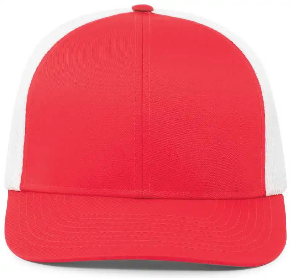 Pacific Headwear P401 Fusion Trucker Cap - Red White - 6 1/2’’ 7’’