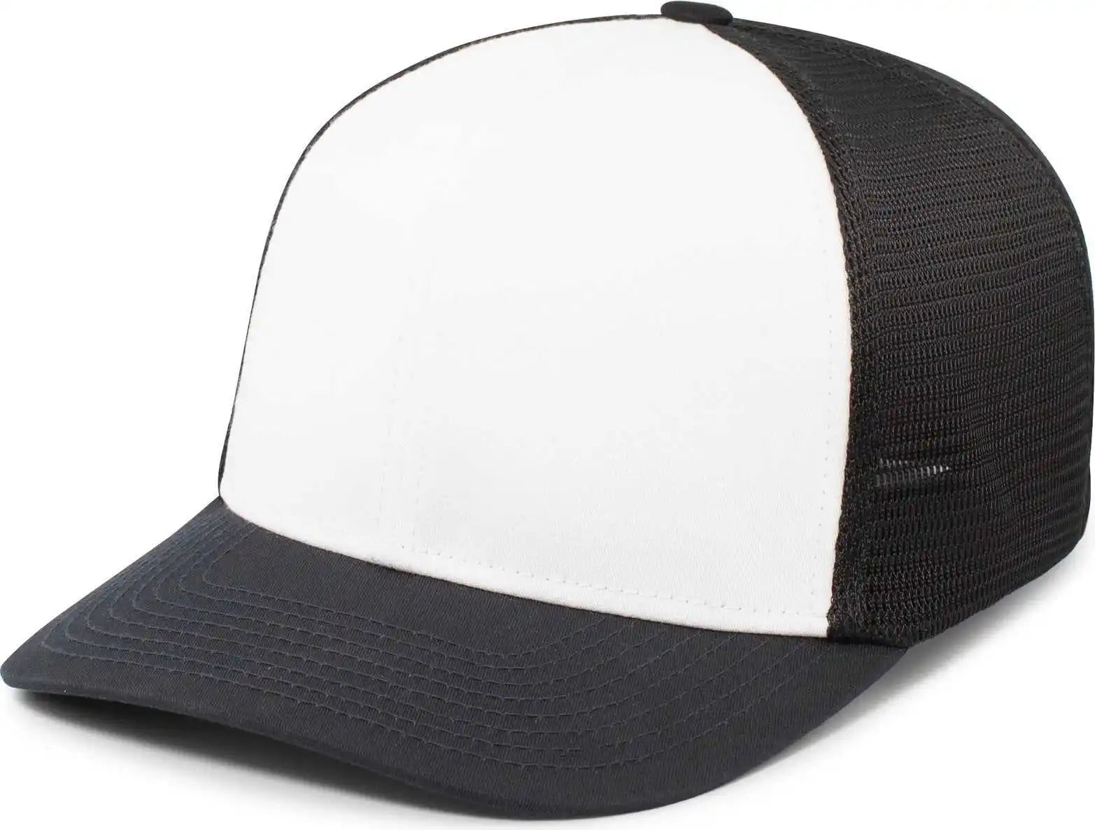 Pacific Headwear P401 Fusion Trucker Cap - White Navy - 6 1/2’’ 7’’