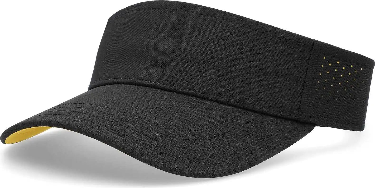 Pacific Headwear P500 Perforated Coolcore Visor - Black Gold - 7’’ - 7 7/8’’