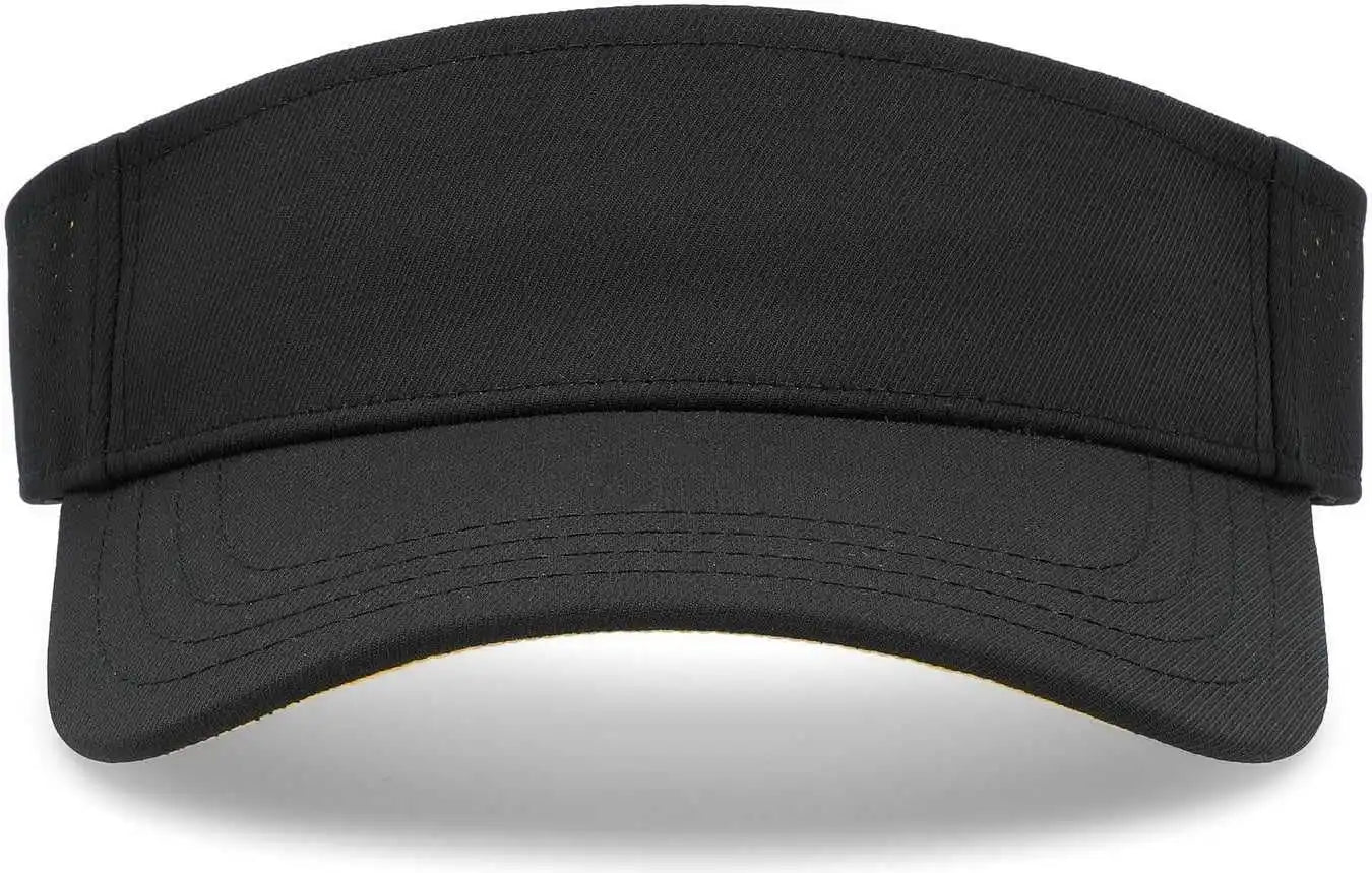 Pacific Headwear P500 Perforated Coolcore Visor - Black Gold - 7’’ - 7 7/8’’