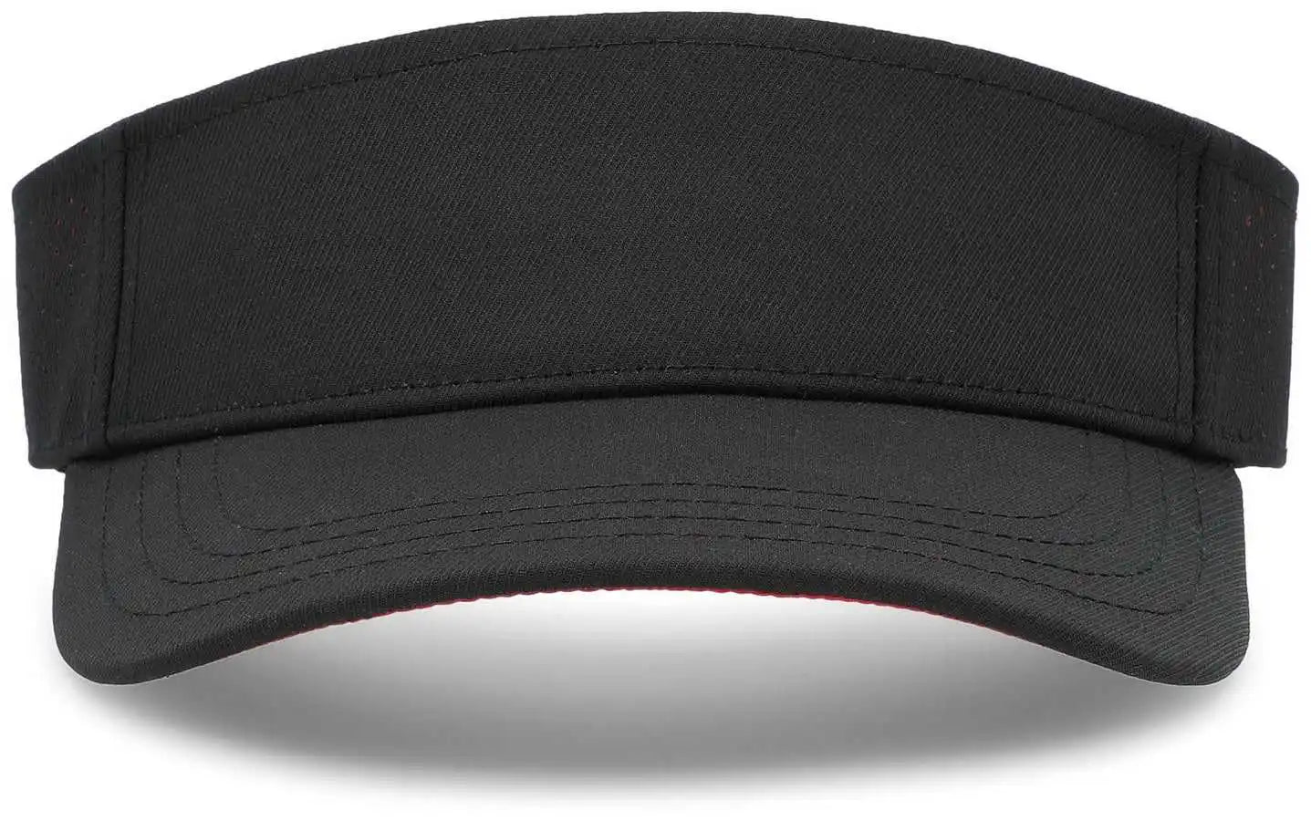 Pacific Headwear P500 Perforated Coolcore Visor - Black Red - 7’’ - 7 7/8’’