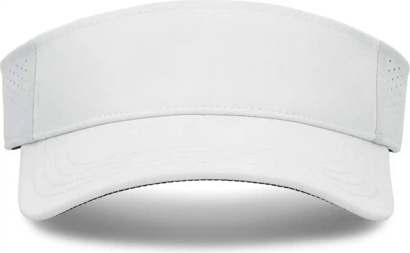 Pacific Headwear P500 Perforated Visor Powered by Coolcore - White Black - 7’’ - 7 7/8’’