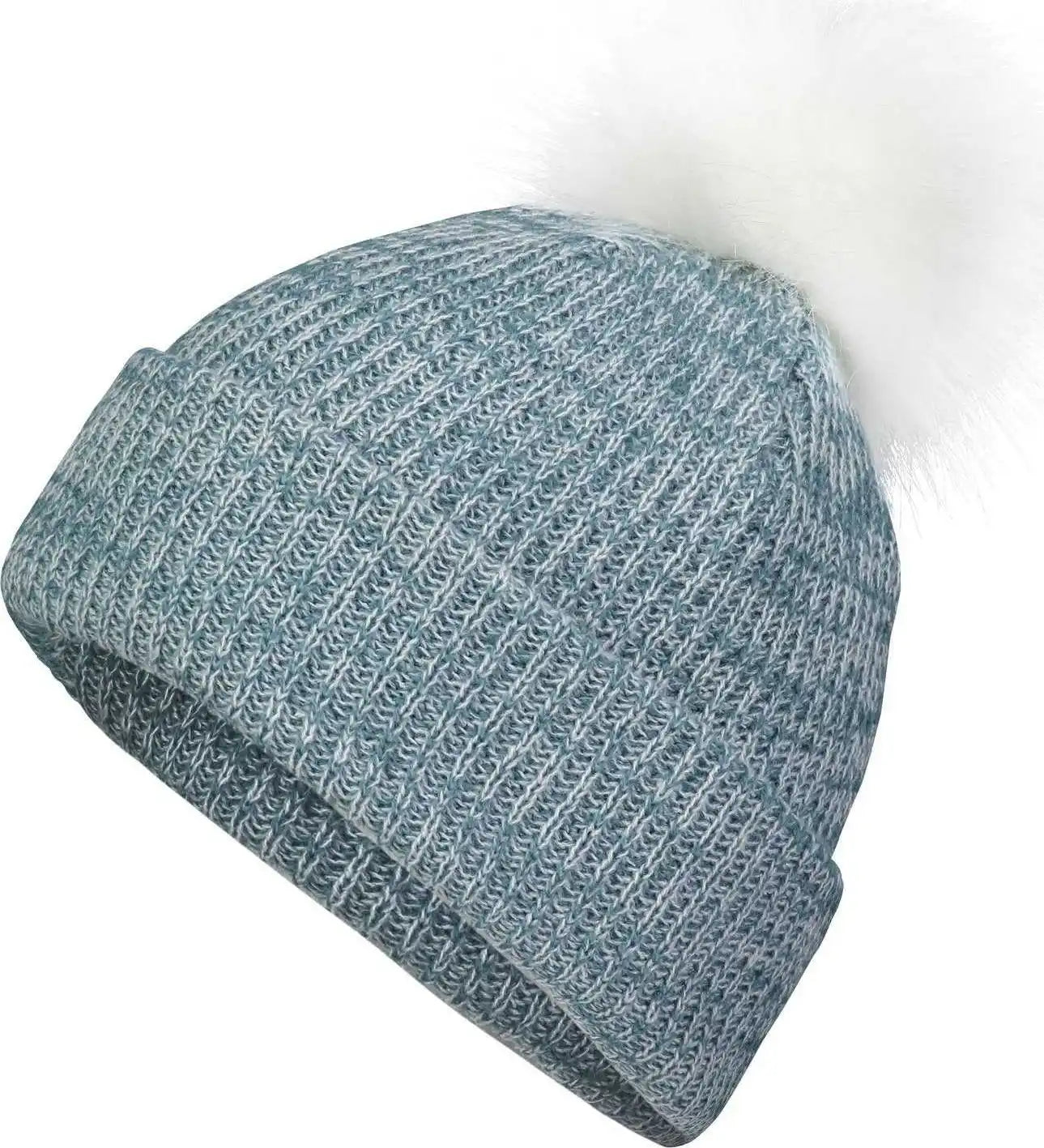 Pacific Headwear P604k Faux Fur Pom Beanie - Storm White - Gray / 7’’ - 7 7/8’’