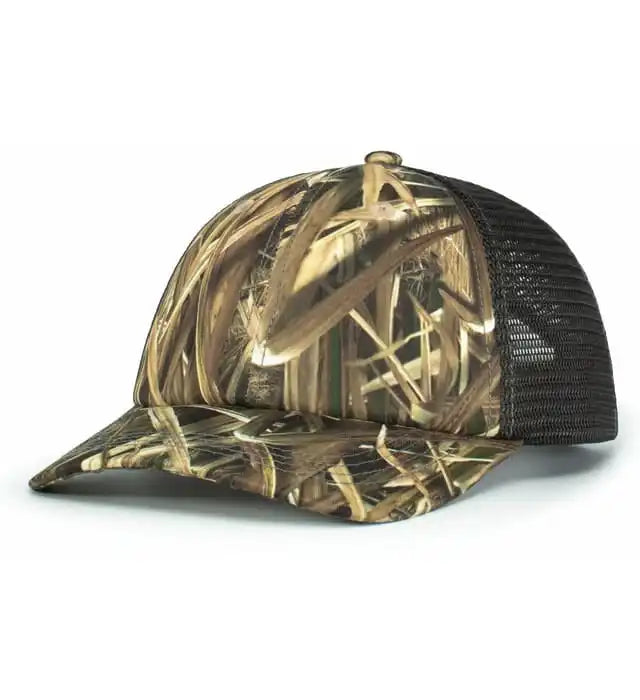 Pacific Headwear P640 Vintage Mossy Oak Trucker Cap - Shadow Grass Blades Lt Charcoal - 7’’ - 7 7/8’’