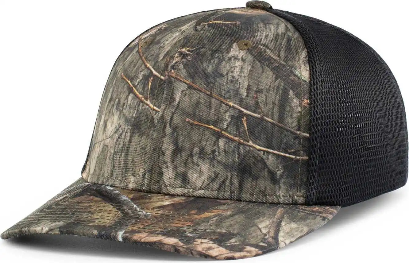 Pacific Headwear P691 Mossy Oak Low Profile Trucker Pacflex Cap - Country Dna Lt Charcoal - Black / 6 7/8’’ 7 3/8’’