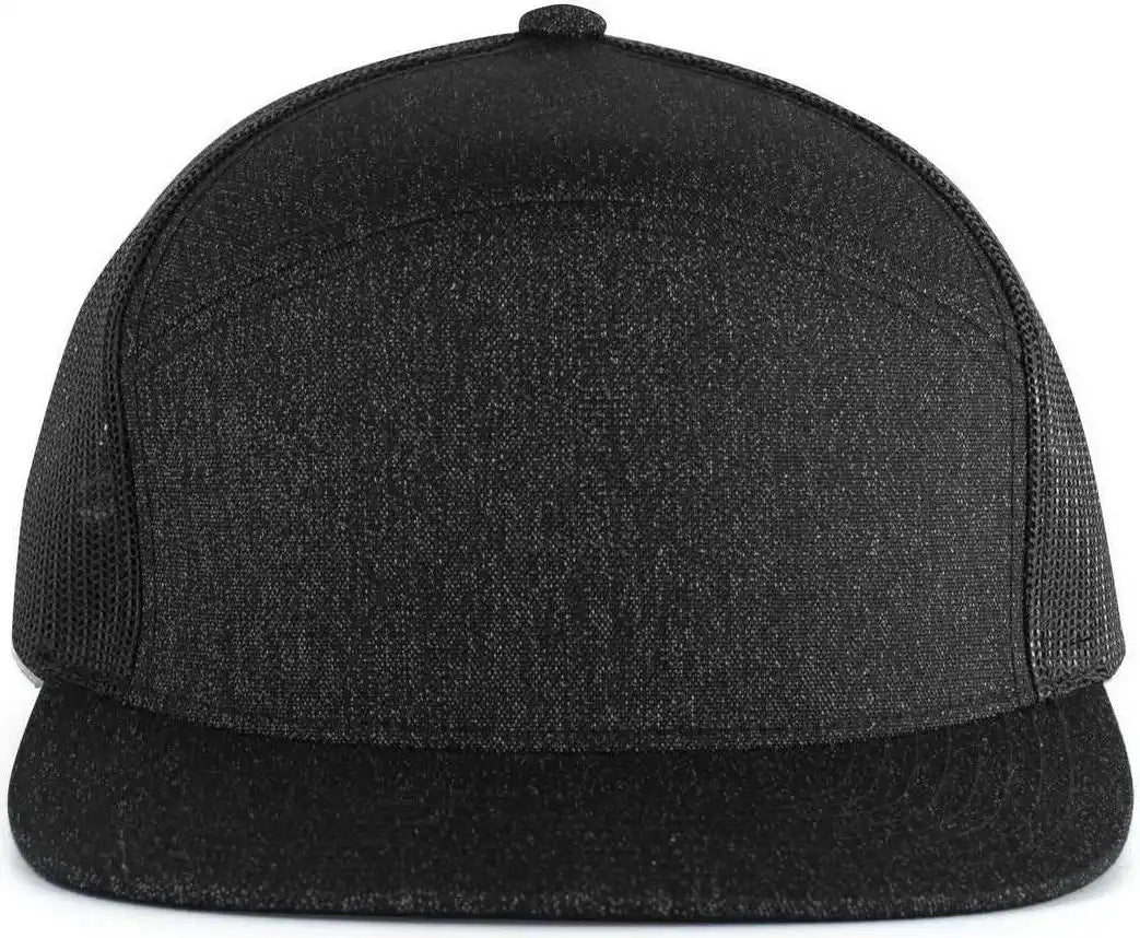 Pacific Headwear P710 Heather 6-panel Arch Trucker Snapback Cap - Black - 7’’ - 7 7/8’’