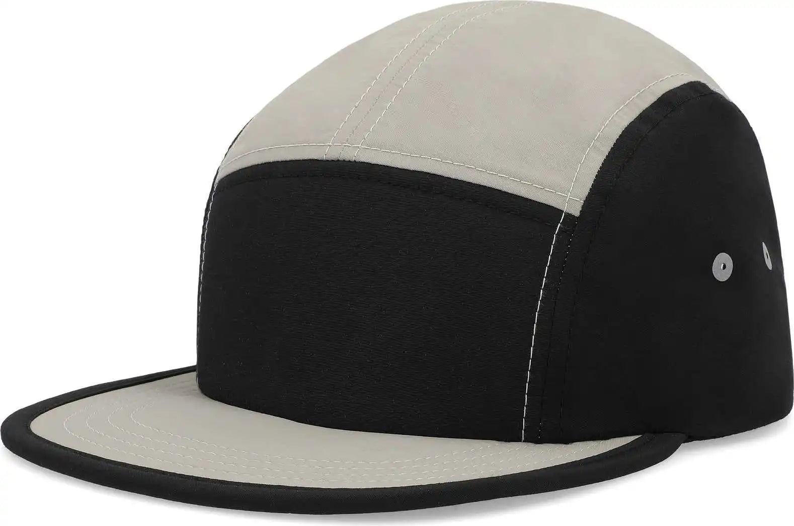 Pacific Headwear P781 Packable Camper Cap - Black Silver - Light Gray / 7’’ - 7 7/8’’