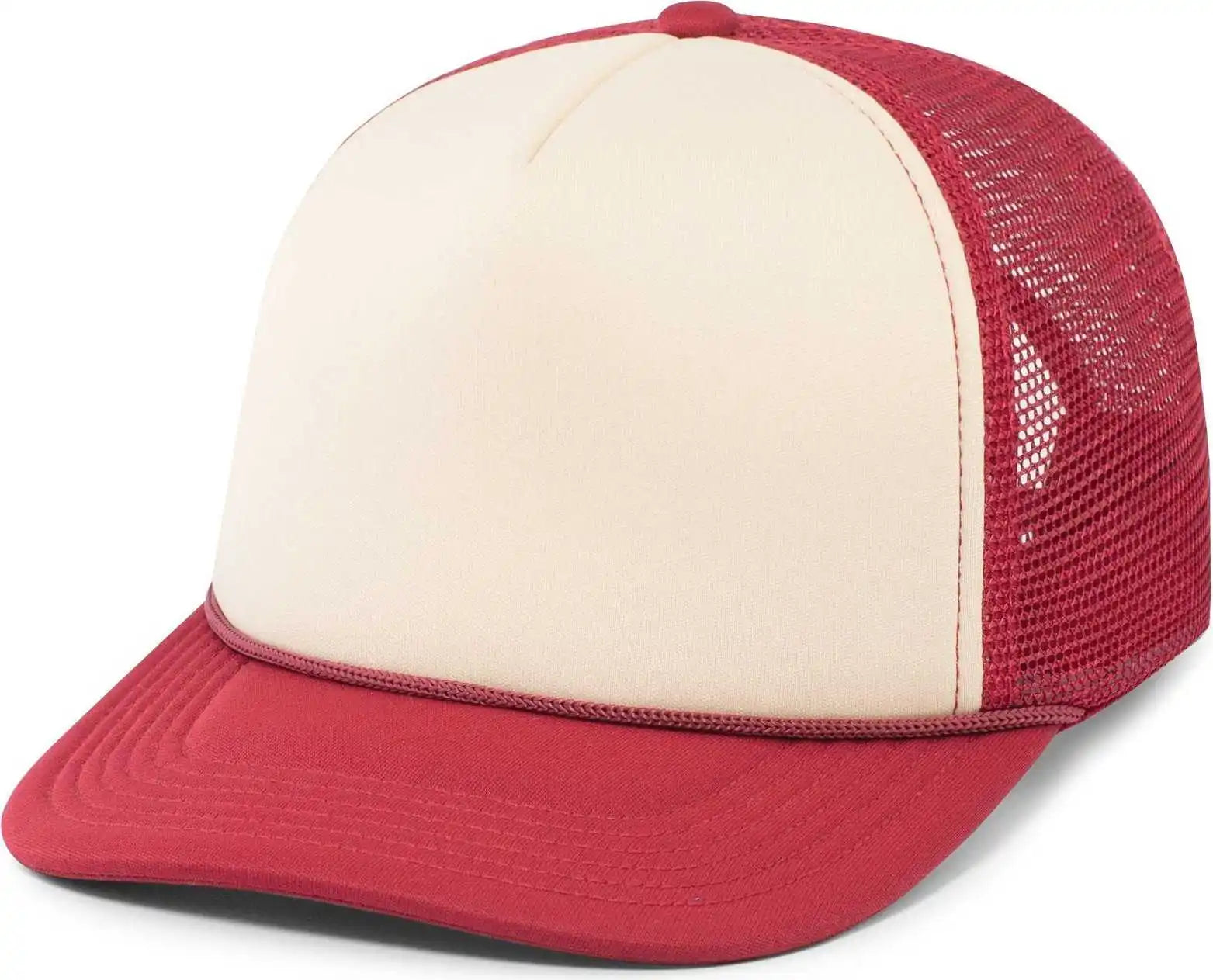 Pacific Headwear P782 Foamie Fresh Trucker Cap - Khaki Dark Red - 7’’ - 7 7/8’’