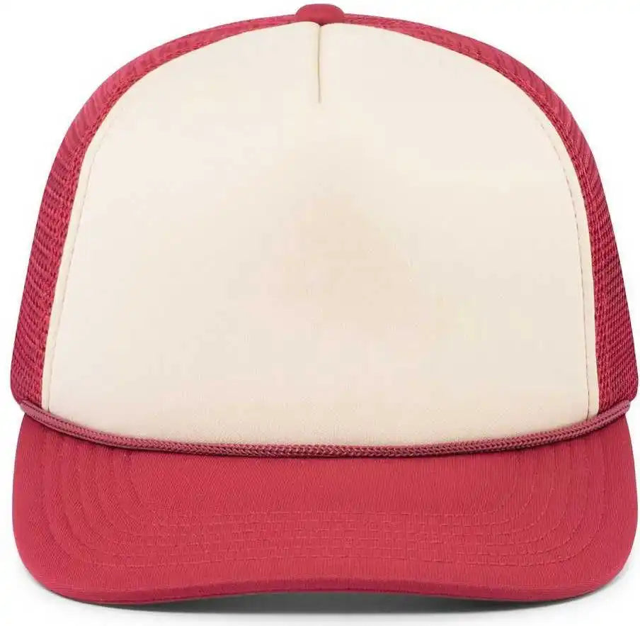 Pacific Headwear P782 Foamie Fresh Trucker Cap - Khaki Dark Red - 7’’ - 7 7/8’’
