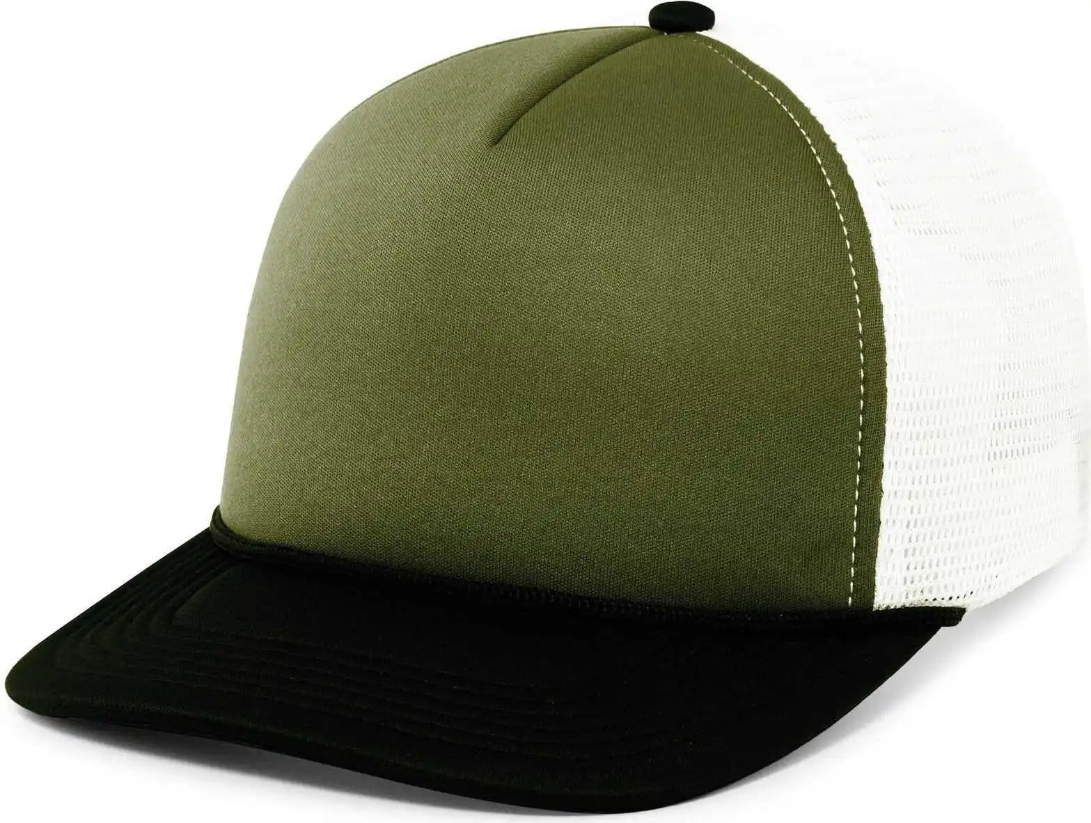 Pacific Headwear P782 Foamie Fresh Trucker Cap - Moss White Black - Olive / 7’’ - 7 7/8’’