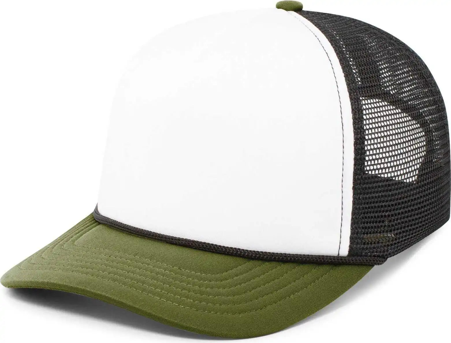 Pacific Headwear P782 Foamie Fresh Trucker Cap - White Black Moss - Olive / 7’’ - 7 7/8’’