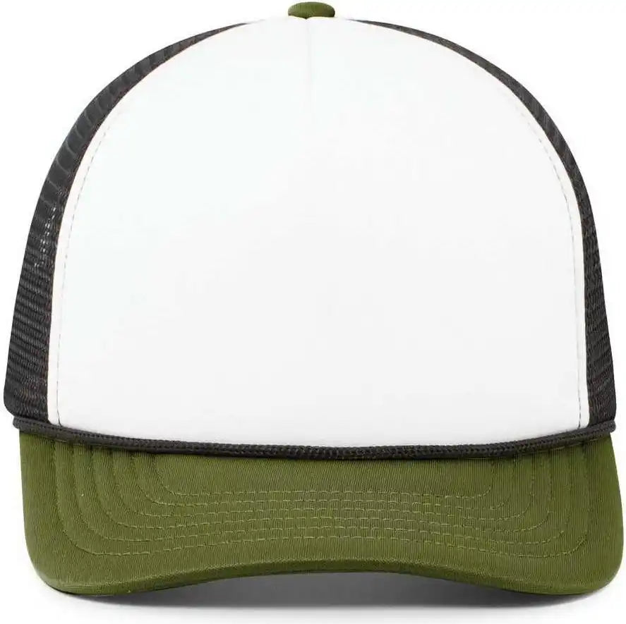 Pacific Headwear P782 Foamie Fresh Trucker Cap - White Black Moss - Olive / 7’’ - 7 7/8’’