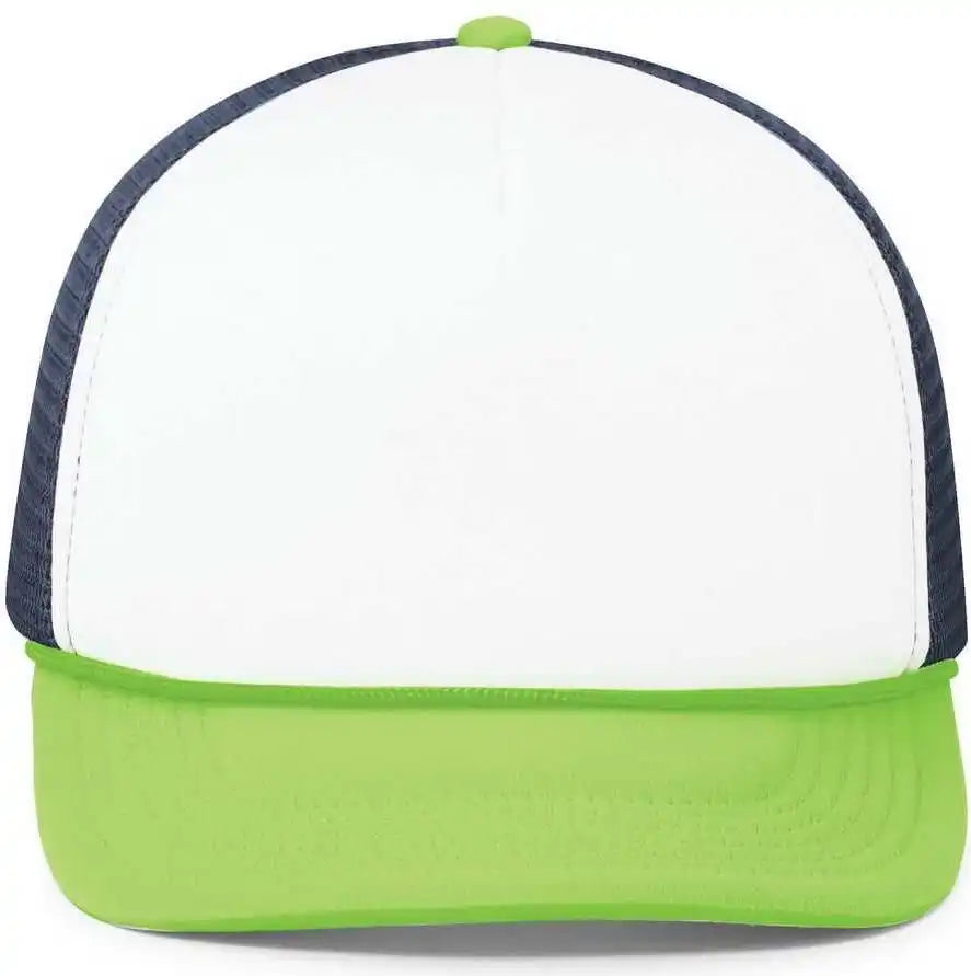 Pacific Headwear P782 Foamie Fresh Trucker Cap - White Navy Neon Green - 7’’ - 7 7/8’’