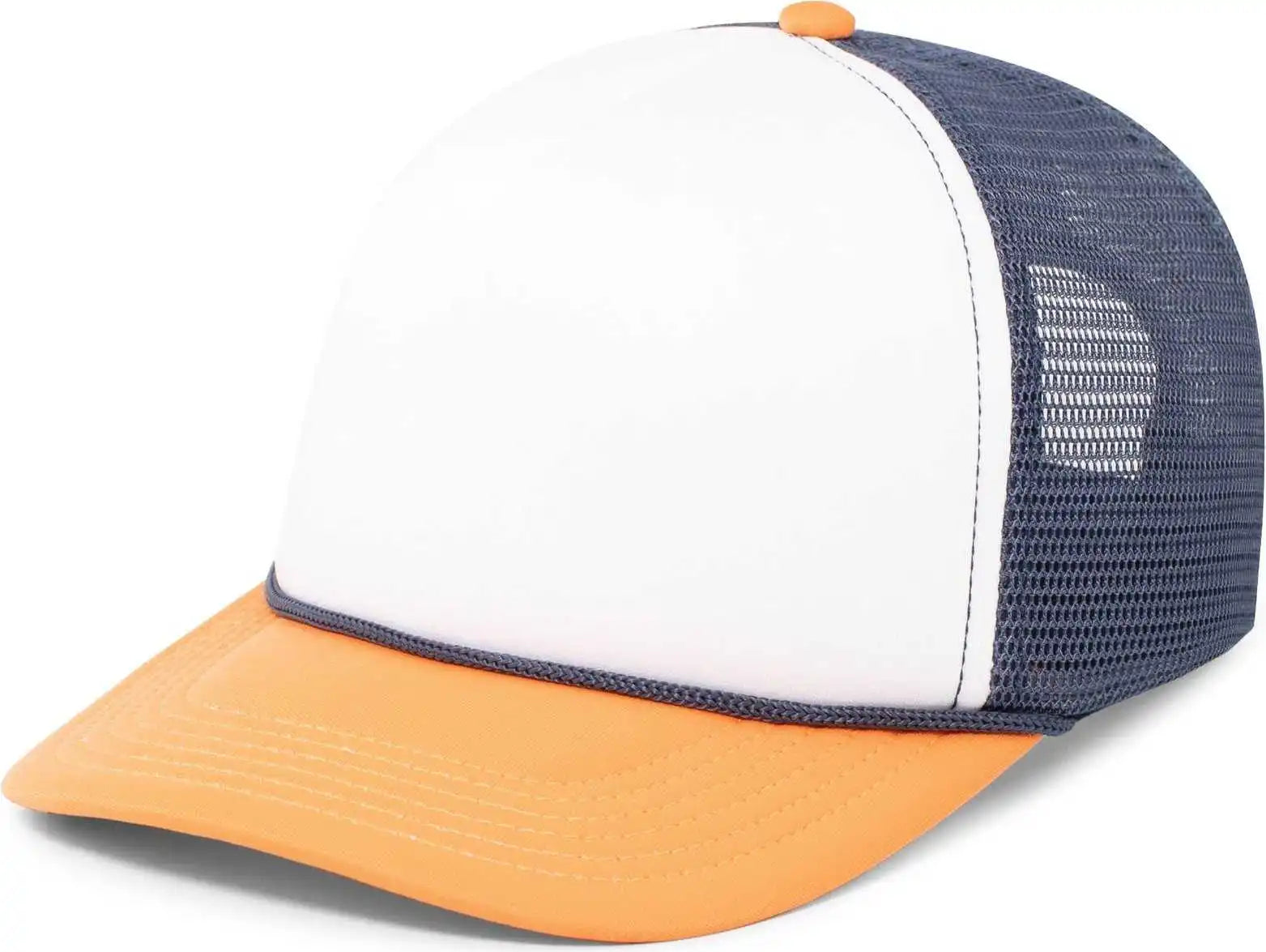 Pacific Headwear P782 Foamie Fresh Trucker Cap - White Navy Orange - 7’’ - 7 7/8’’