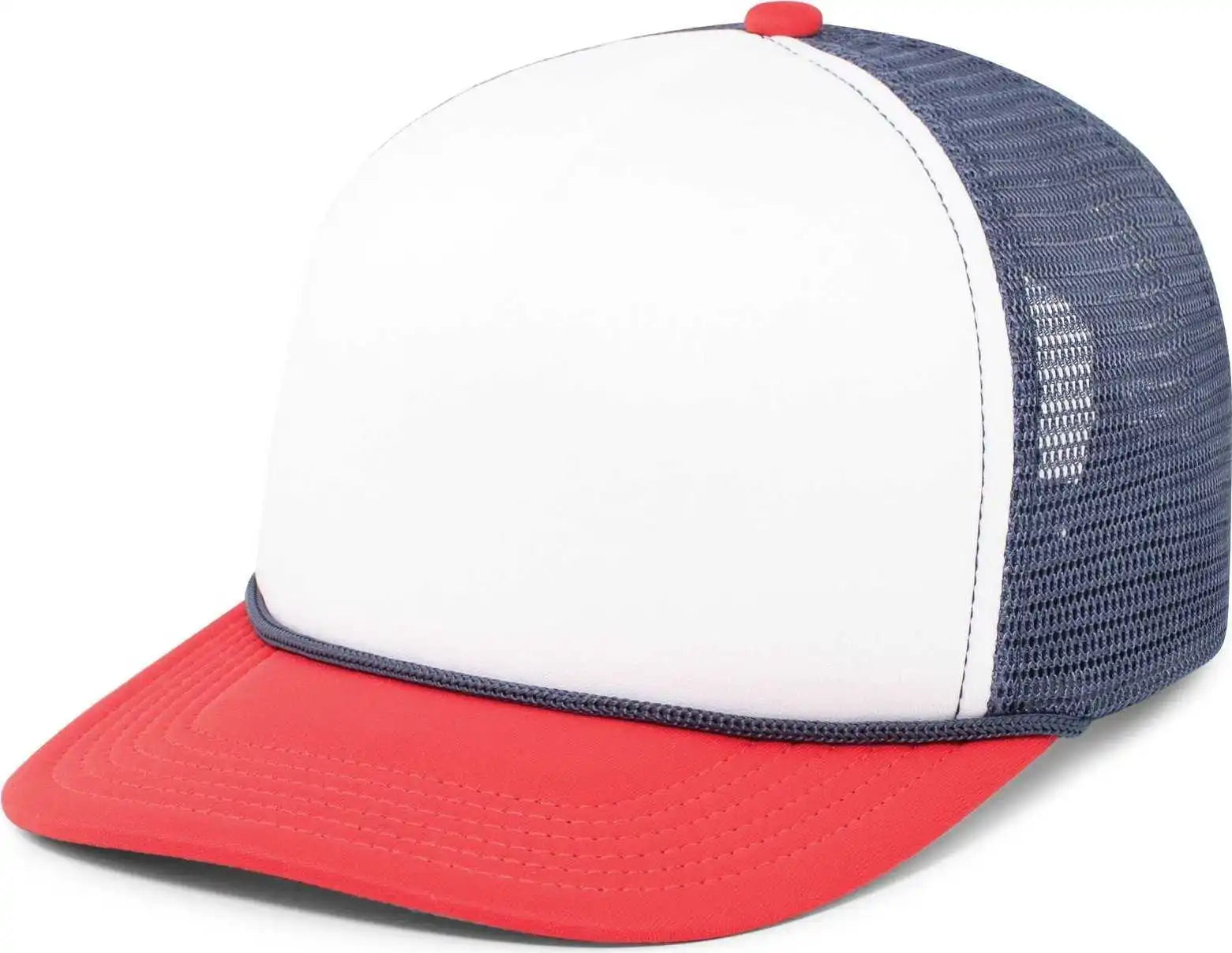 Pacific Headwear P782 Foamie Fresh Trucker Cap - White Navy Red - 7’’ - 7 7/8’’