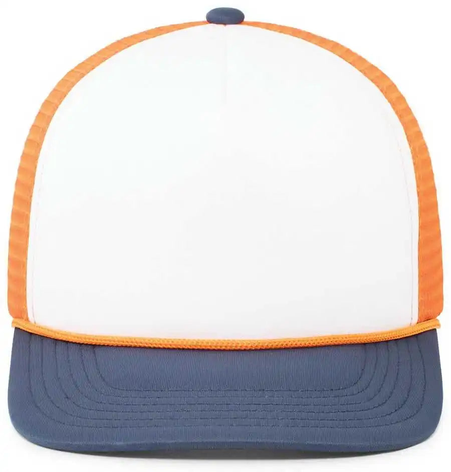 Pacific Headwear P782 Foamie Fresh Trucker Cap - White Orange Navy - 7’’ - 7 7/8’’