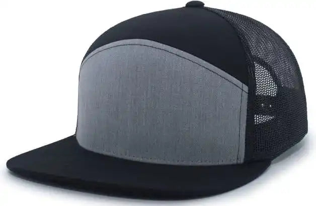 Pacific Headwear P787 6-panel Arch Trucker Snapback Cap - Black Heather Gray - 7’’ - 7 7/8’’