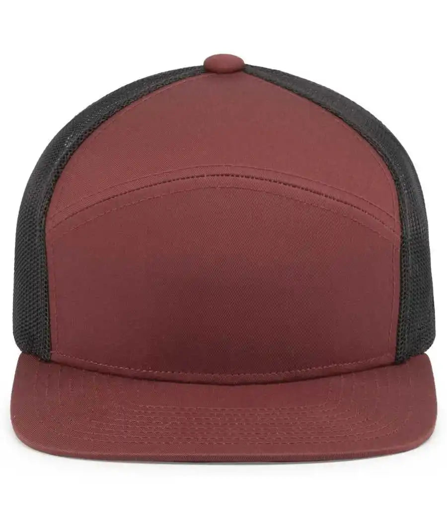 Pacific Headwear P787 6-panel Arch Trucker Snapback Cap - Brick Lt Charcoal - 7’’ - 7 7/8’’