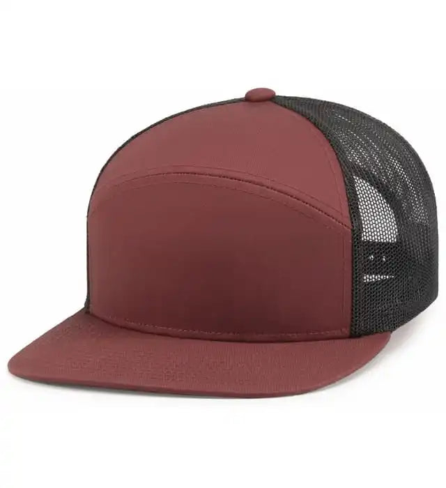 Pacific Headwear P787 6-panel Arch Trucker Snapback Cap - Brick Lt Charcoal - 7’’ - 7 7/8’’
