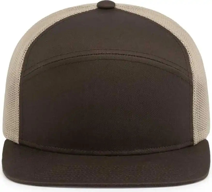Pacific Headwear P787 6-panel Arch Trucker Snapback Cap - Brown Khaki - 7’’ - 7 7/8’’