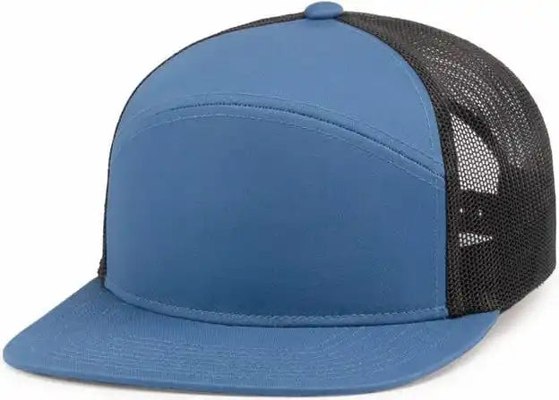 Pacific Headwear P787 6-panel Arch Trucker Snapback Cap - Ocean Blue Lt Charcoal - 7’’ - 7 7/8’’