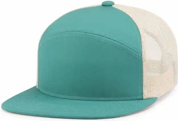 Pacific Headwear P787 6-panel Arch Trucker Snapback Cap - Teal Beige - 7’’ - 7 7/8’’
