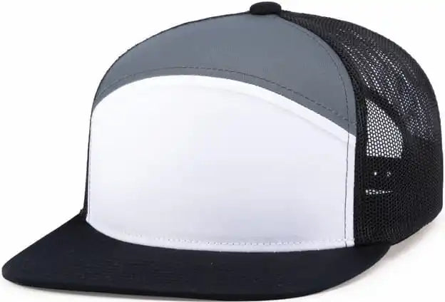 Pacific Headwear P787 6-panel Arch Trucker Snapback Cap - White Graphite Black - 7’’ - 7 7/8’’