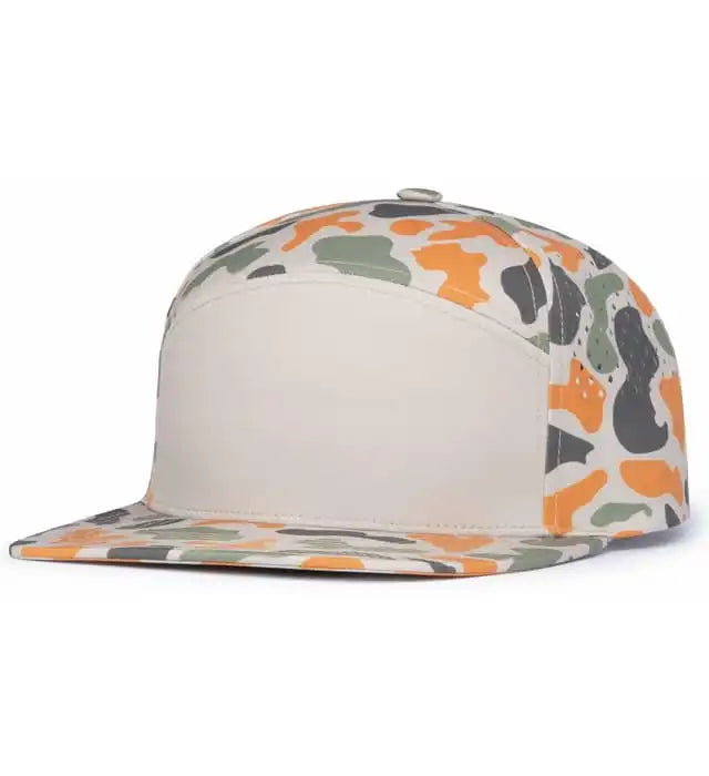 Pacific Headwear P788 Perforated 6-panel Arch Cap - Khaki Blaze Camo - 7’’ - 7 7/8’’